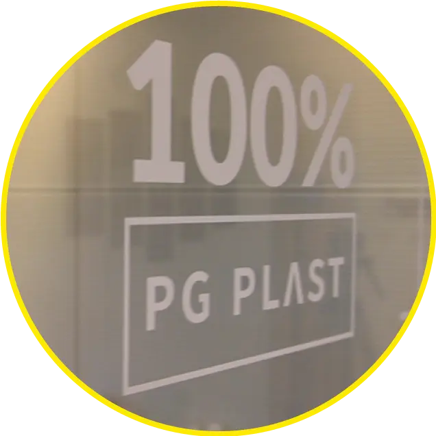 100% PG Plast, dettaglio vetrofania