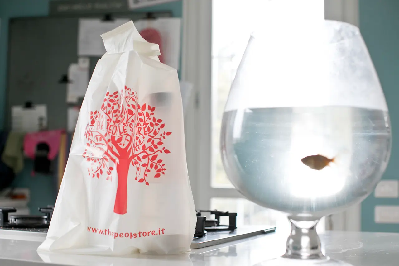 Borda biodegradabile e compostabile personalizzata "The people store" - PG Plast