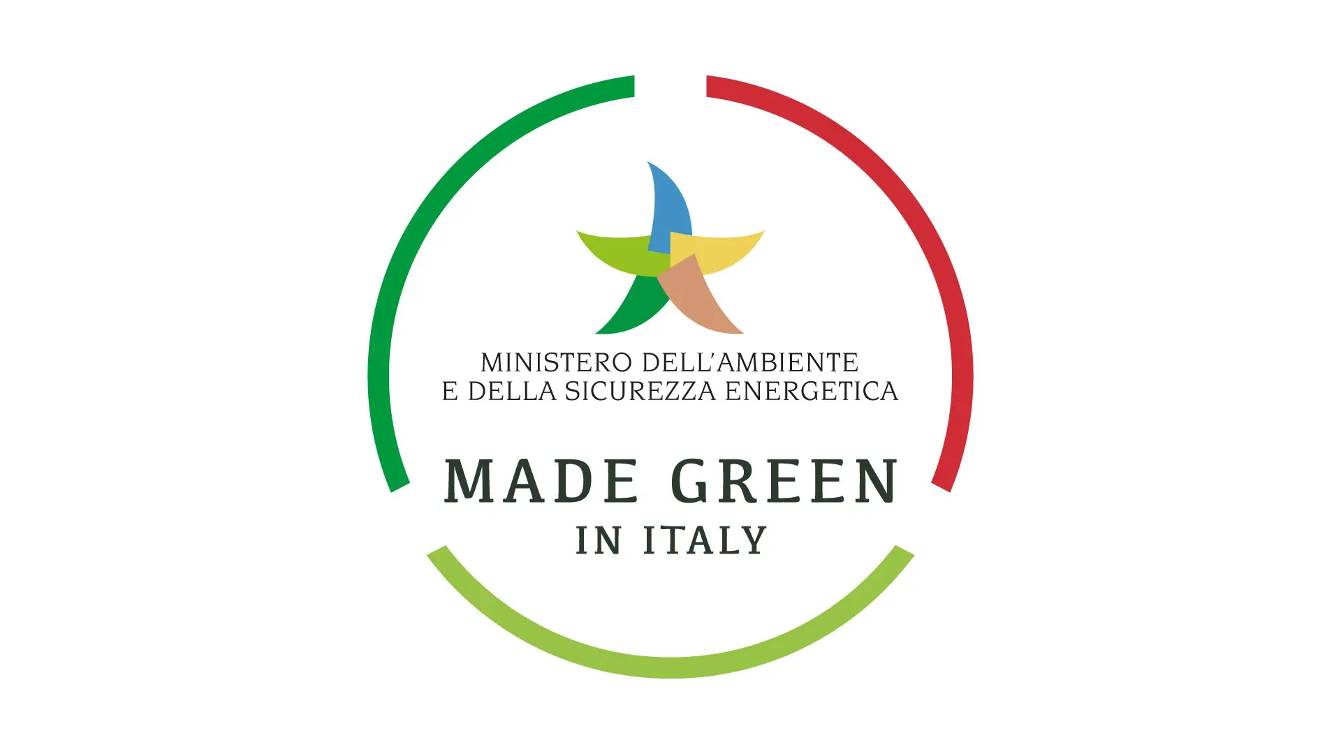 Logo della Certificazione Made Green in Italy rilasciato dal Ministero dell'Ambiente e della Sicurezza Energetica